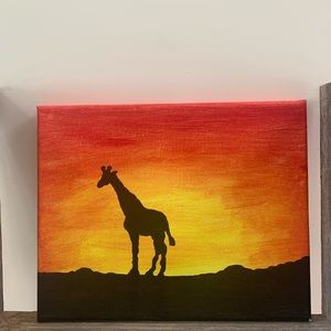 Hand-Painted Giraffe Sunset Silhouette 🦒